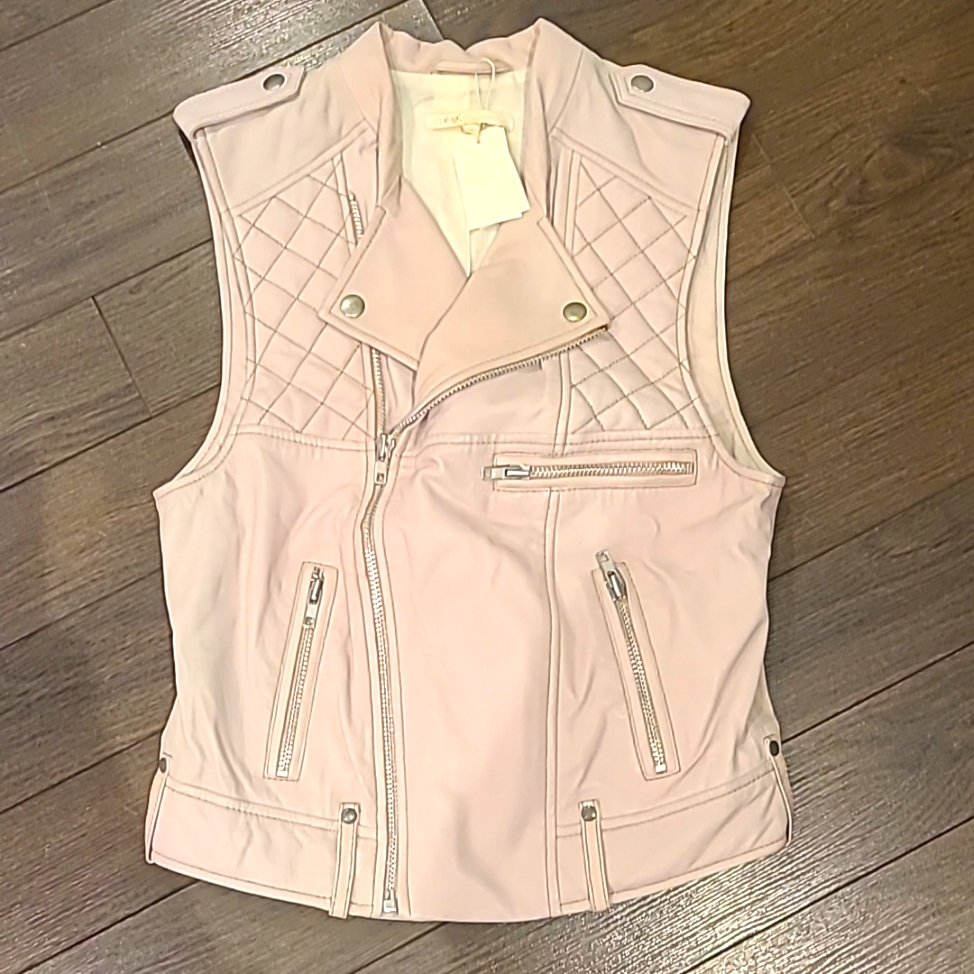 Nwt Gorgeous Maje Pale Pink Leather Vest